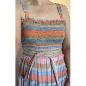 Vintage Pastel Striped Lighteight Spring-Summer Dress